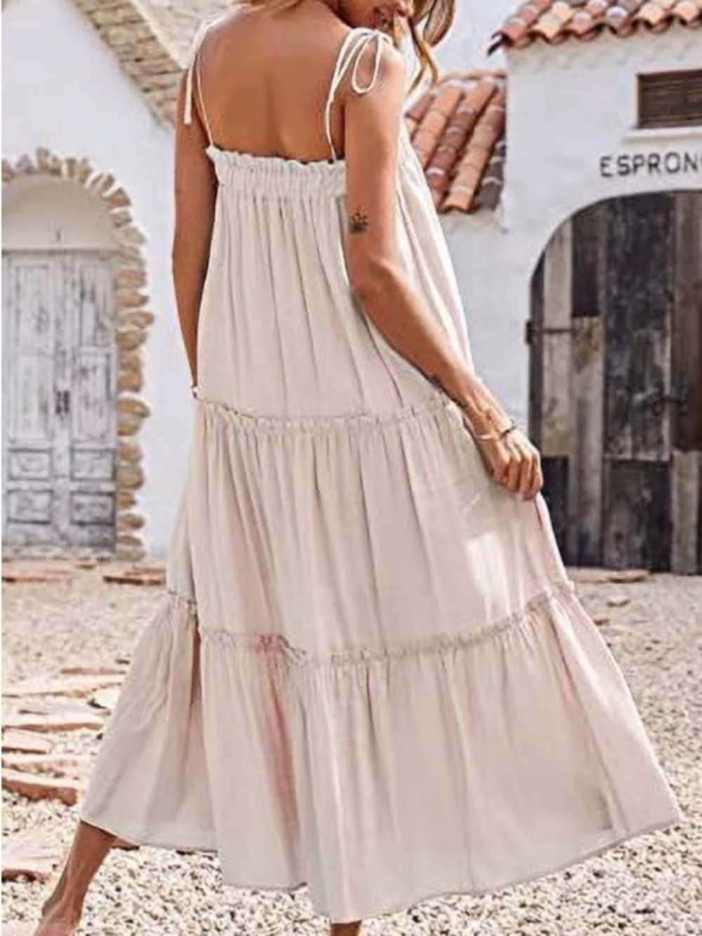 Light Cream Tiered Maxi Dress - Women's Summer Dress - Picture 2 of 4